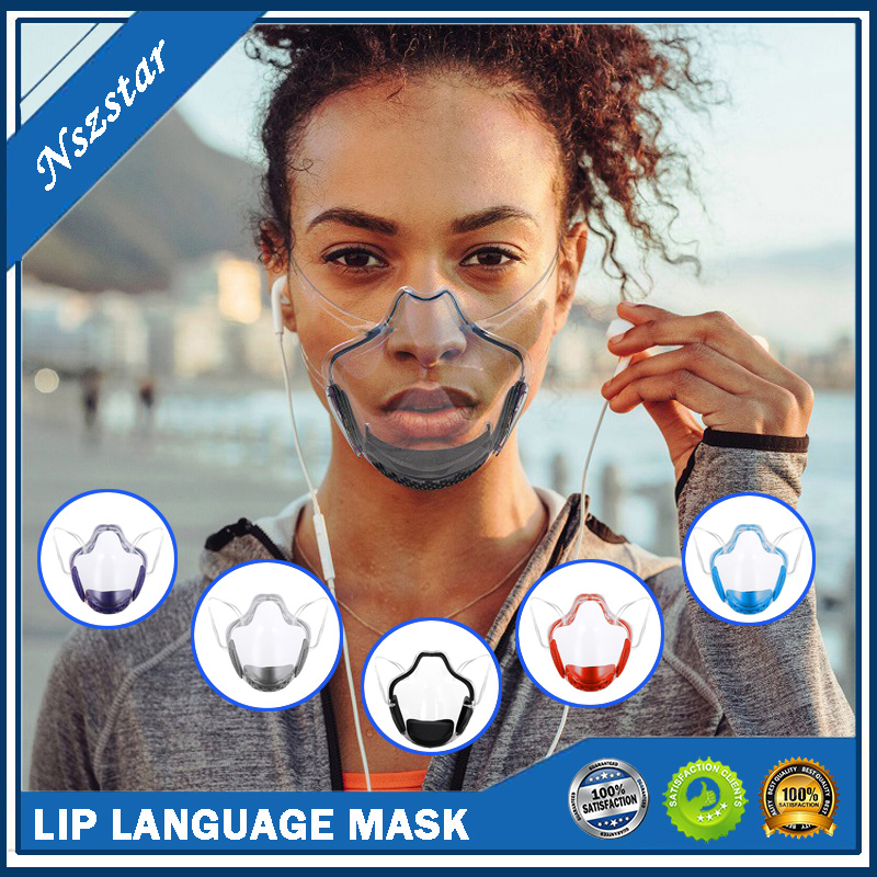 

Clear transparent plastic washable reusable designer facemask facial shield face mask breathable mouth cover hygiene anti fog with filter