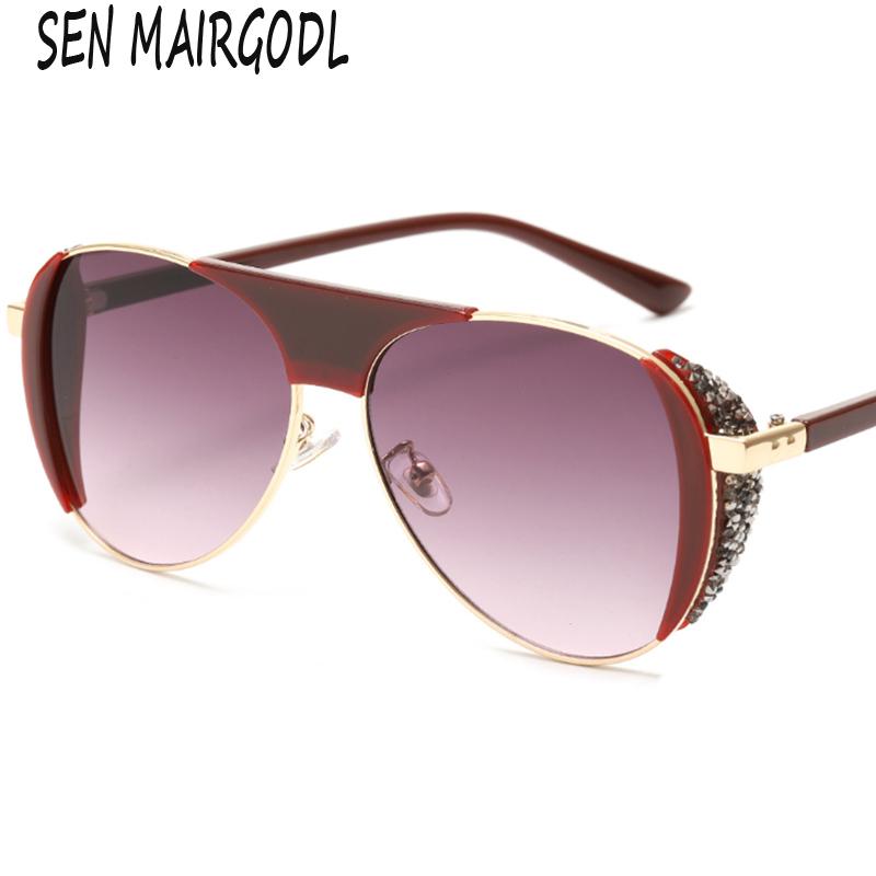 

Sunglasses Fashion Steam Punk Men Designer Vintage Oval Diamond Sun Glasses Beach Party Metal Frame Shades Women UV400