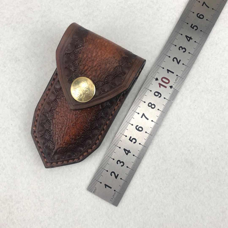 EDC Outdoor Travel Portable Folding Knife Holster Scabbard Cowhide Case Carrying Sheath Leather Pocket Scabbard Bag-image-600334319