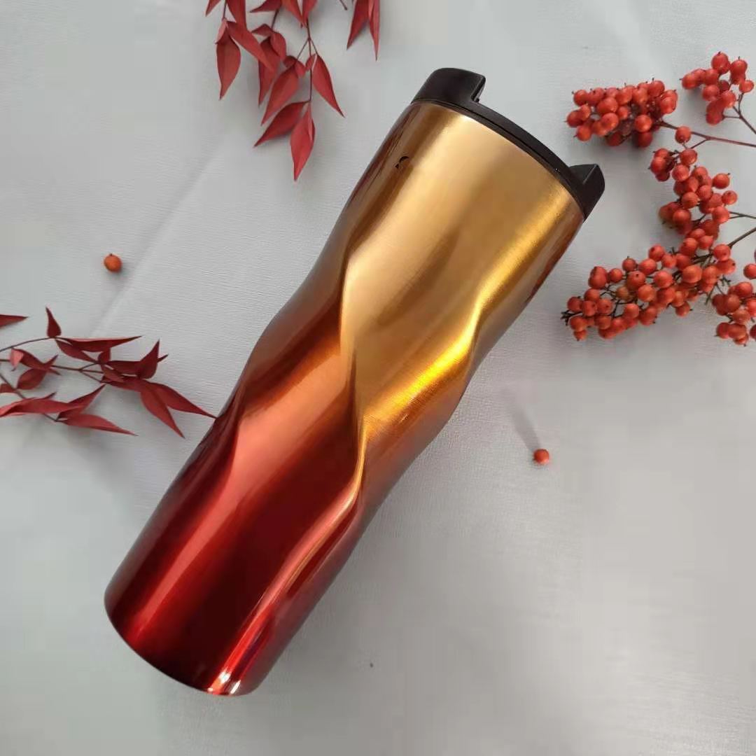 

Spiral gradient stainless steel vacuum flask car coffee gift cup for male and female students