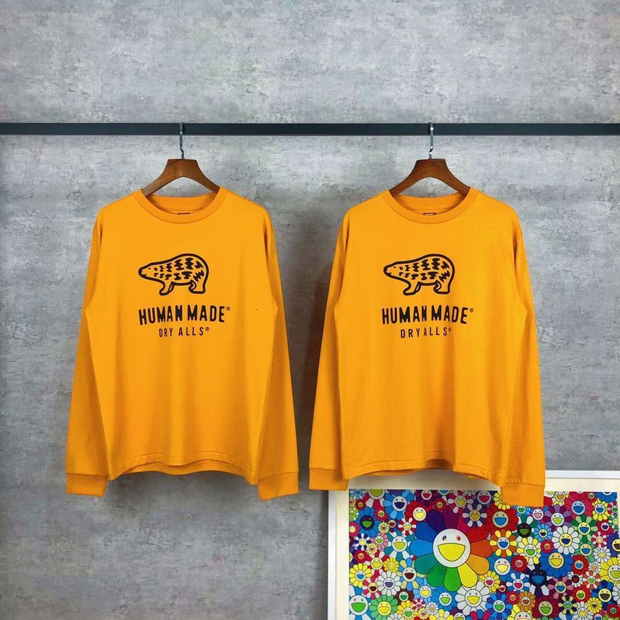 

2021 New Polar Bear Printing Human Made Autumn Winter Bottomed T-shirt with Round Neck and Long Sleeve Harajuku Oversized Eej0