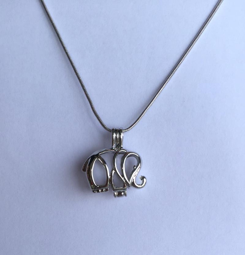 

Elephant style Locket Pendant Necklace, Rhodium Plated can open & hold beads Cage Necklace DIY Fashion Jewellery Charm