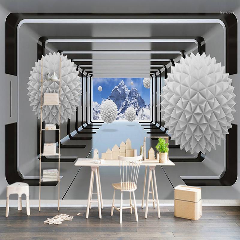 

Custom 3D Wall Mural Wallpaper Modern Creative 3D Stereoscopic Space Circle Ball Living Room Sofa TV Background Photo Wall Paper1, As pic