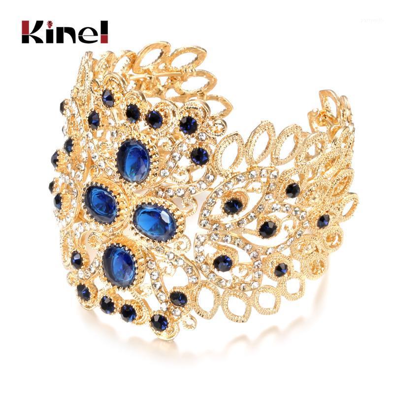 

Bangle Kinel Fashion Dubai Gold Color Wide Arabic Morocco Crystal For Women Ethnic Wedding Jewelry Wholesale1