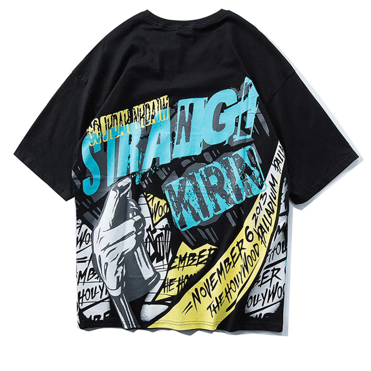 

2021 New Aelfric Eden Summer Street Graffiti Print Hip Hop t Shirt Streetwear Men Harajuku Skateboard Sportswear Short Sleeve Tshirt 55m4, Black