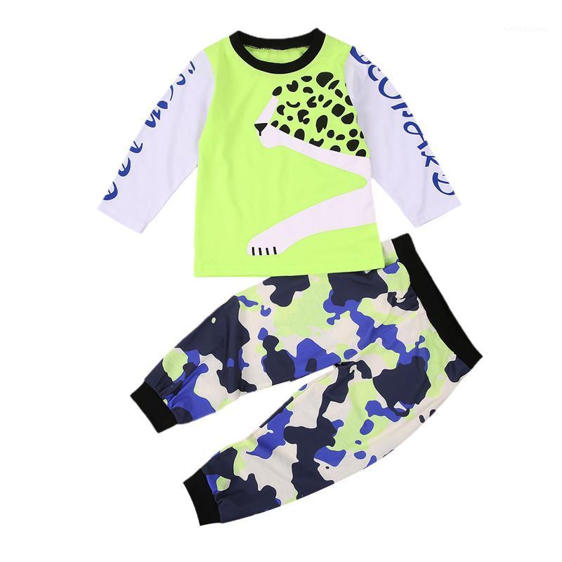 

lioraitiin 0-6Years Baby Boy Fashion 2Pcs Clothes Children Autumn Print O-Neck Long-Sleeves Top Camouflage Elastic-Waist Pants1, As pic