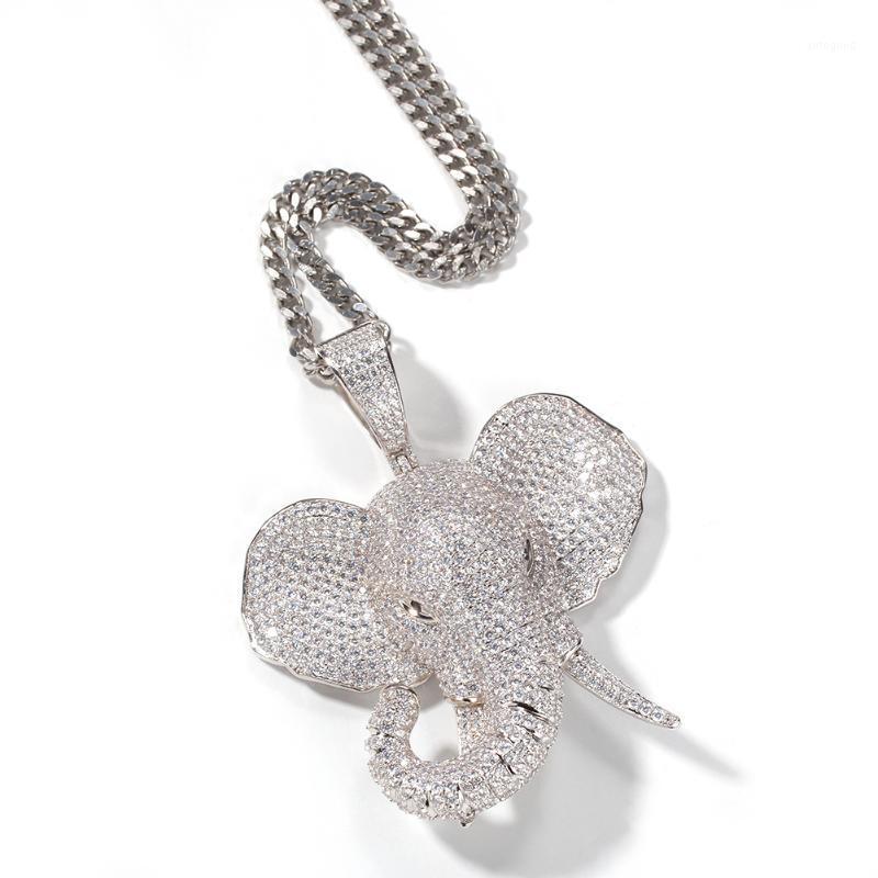 

Pendant Necklaces Hip-hop Men Fashion Gold Silver Zircon Three-dimensional Elephant Necklace Crystal Miami Chain Hip Hop For Men1