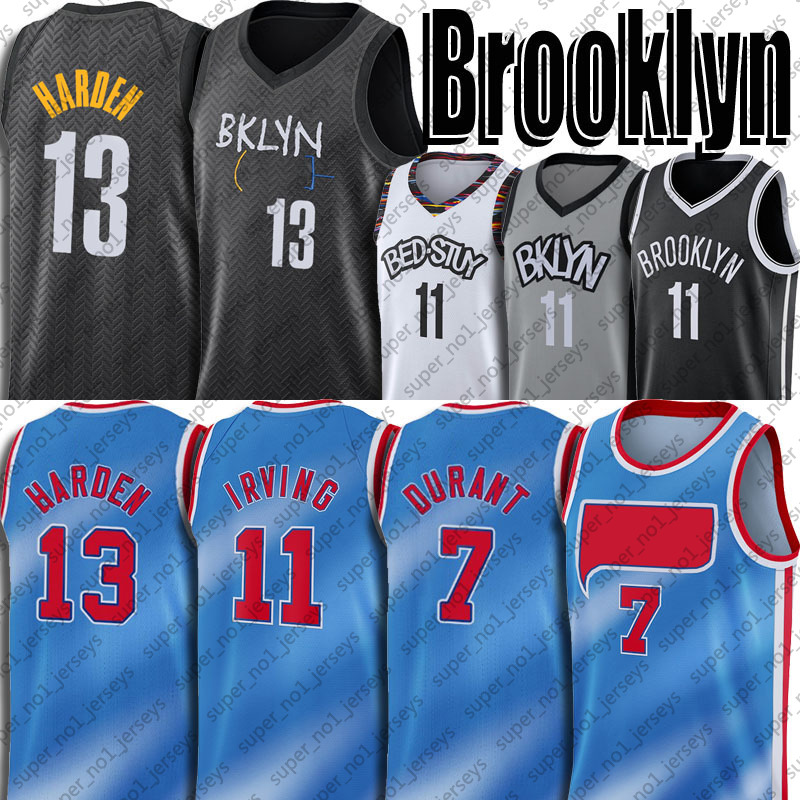 

13 Harden Jersey Kevin 7 Durant Jerseys Kyrie 11 Basketball Irving Jersey 2021 City Uniform Classic Icon Black White Blue, Ncaa jersey