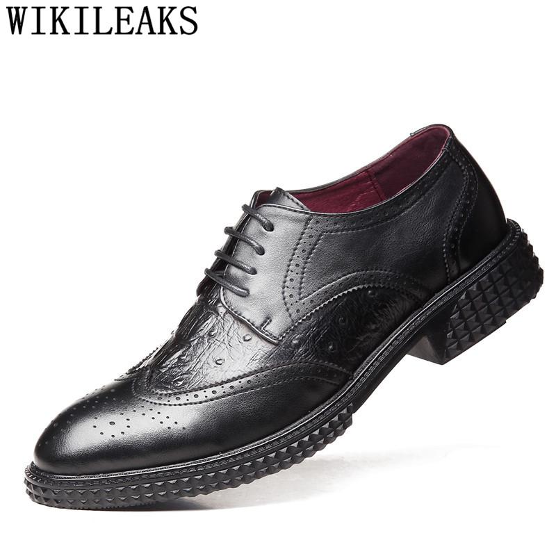 

Crocodile Shoes Brogues Oxford Shoes For Men Corporate For Men Italian Zapatos De Hombre De Vestir Formal Calzado Hombre, Black