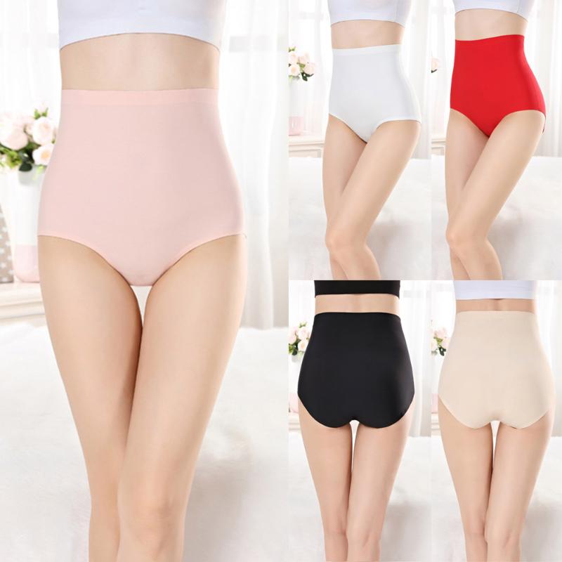

High Waist Panties Women Breathable Cotton Underwear Solid Seamless Briefs Sexy Girls Slimming Underpants breathable Lingerie, Pink