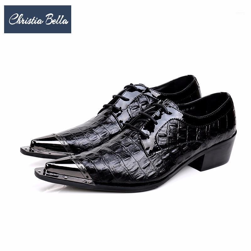 

Christia Bella Genuine Leather Men Oxford Shoes Classic Pointed Toe Brogue Shoes Black Wedding Business Men Dress Lace Up1