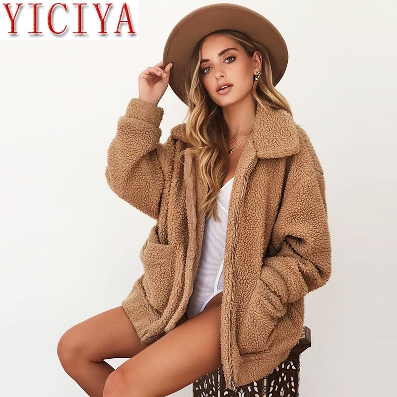 Plus Size Supplier Red Oversize Teddy Plush Thick Warm Winter Coat New Female Casual Coat Fleece Jacket Women Faux Fur Coat 201029