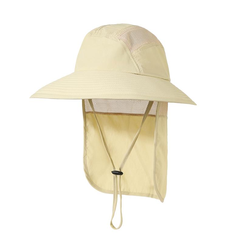 

UPF 50+ Sun Hat Men Women Bucket Hat with Neck Flap Outdoor UV Protection Large Wide Brim Hiking Fishing Mesh Breathable Cap, Black