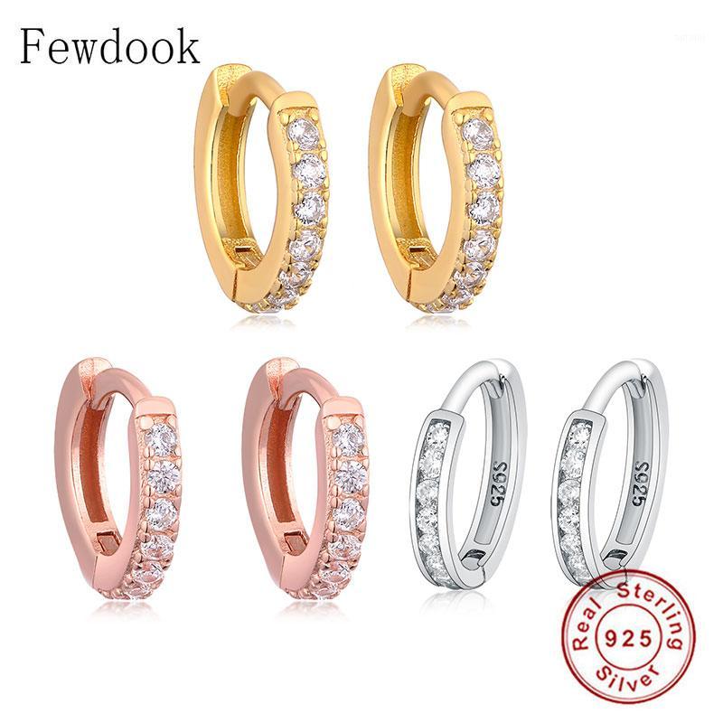 

Genuine 925 Silver Round Shape Rose Gold Cubic Zirconia Piercing Hoop Earring Brinco Women Oorbellen Pendientes 2020 Fashion1