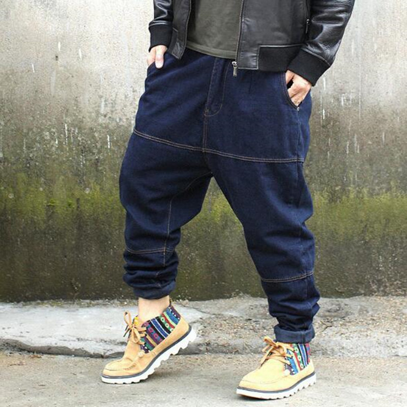 

2021 Men's Plus Loose Cross Size Big 40-42 Haroun of Brim Man Blue Bottoms Black Denim Pants Pk64