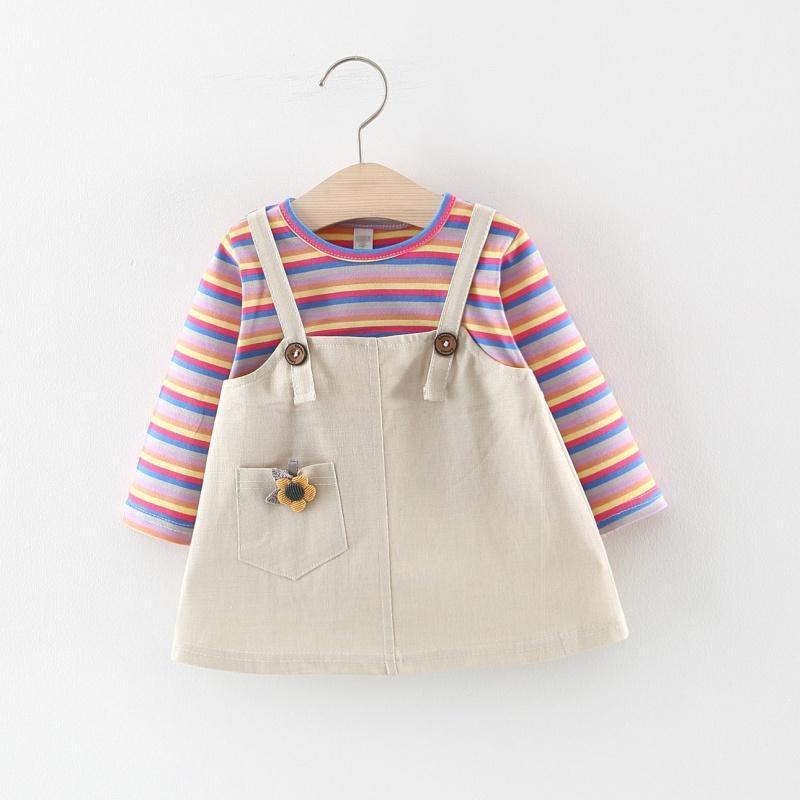 

Baby Girls Dresses Baby Girls Clothes Casual Rainbow Striped Kids Princess Dress Cotton Autumn Spring Newborn Kids 1111