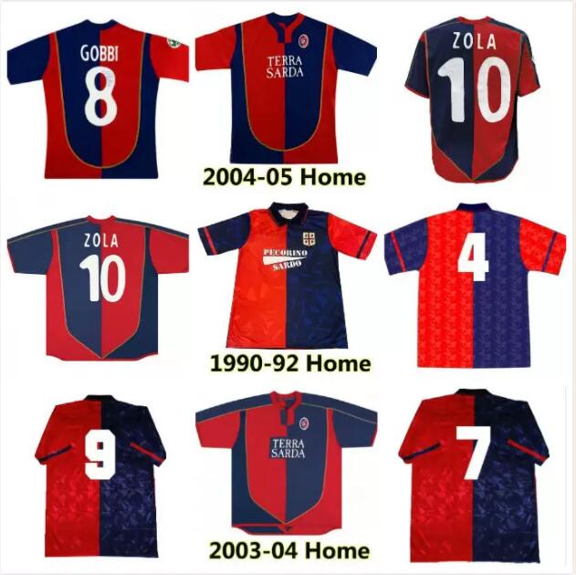 

90 92 03 04 05 Retro Cagliari Calcio Soccer Jersey 1990 1992 2003 2004 2005 JOAO PEDRO SIMEONE NAINGGOLAN GODIN Red football Shirt unif DD