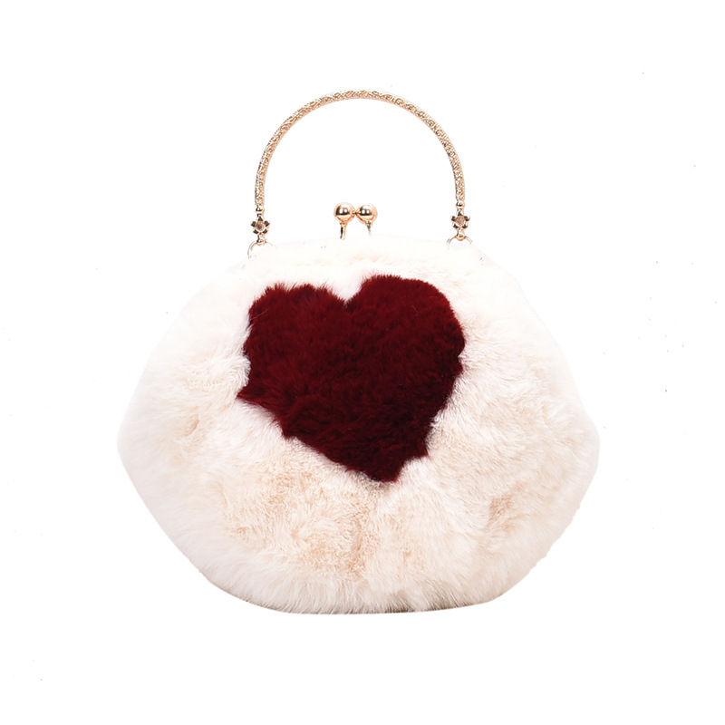 

Plush Women's Shoulder Bags Ladies Handbag Fashion Female Messenger Bags Love Crossbody for Girls Casual Teen Girl Tote Bag, Pink