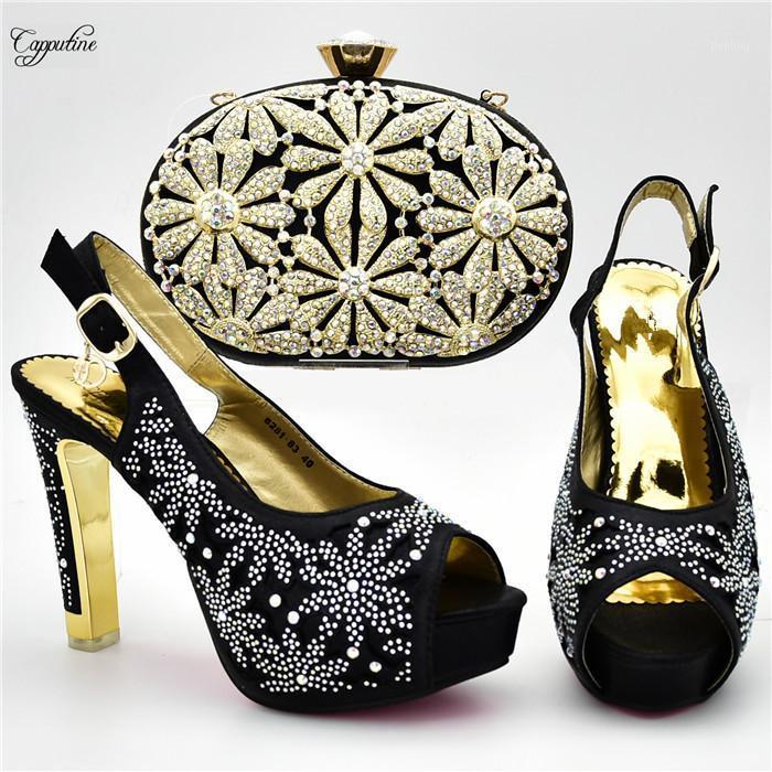

Elegang black lady high heel evening shoes with purse bag set with stones for fashion lady 8281-83, heel height 12cm1, As pic