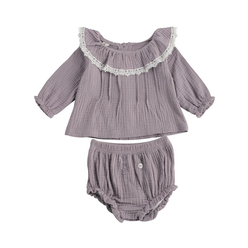 

Newborn Baby Girls Summer Outfits, Soft Long Sleeve Ruffle Lace Tops + Bloomers 2Pcs Clothes Set 0-24 months
