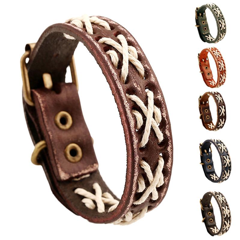 

Watch Strap Adjustable 6 Color Handmade Briaded Leather Bracelet Jewelry Simple Fashion Jewelry Gift Friendship
