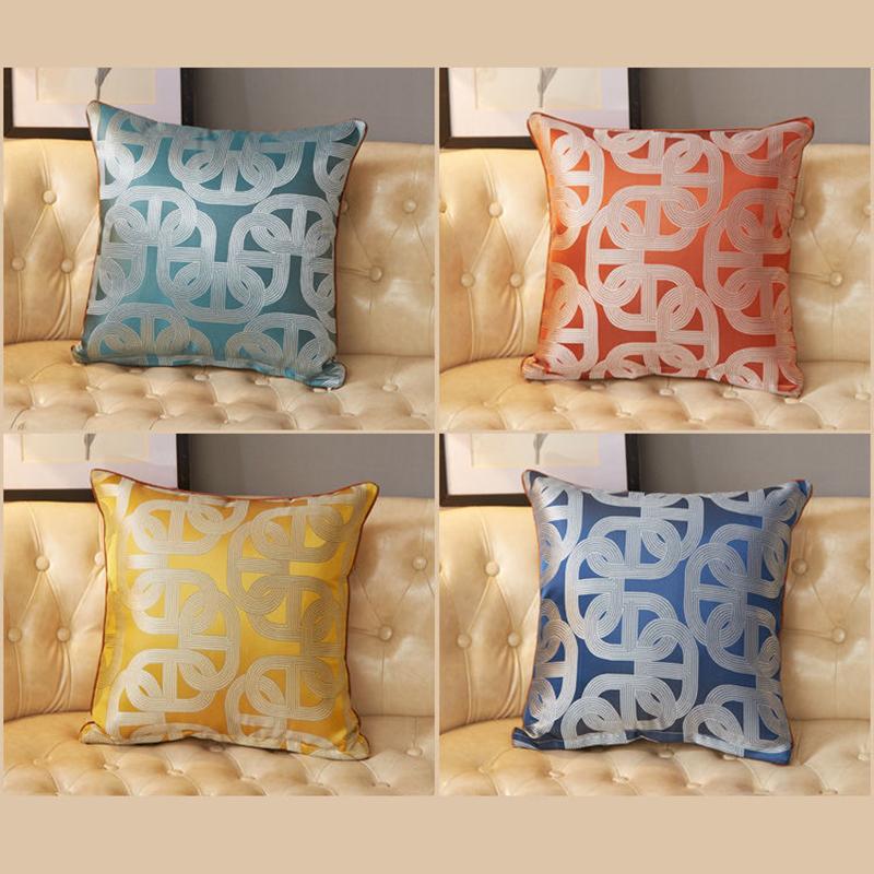 

High Quality Modern Geometric Beige Oval Sofa Chair Designer Decorates Pillowcase With Square Home Cushion Cover 45x45cm Pillow Case, Sky blue