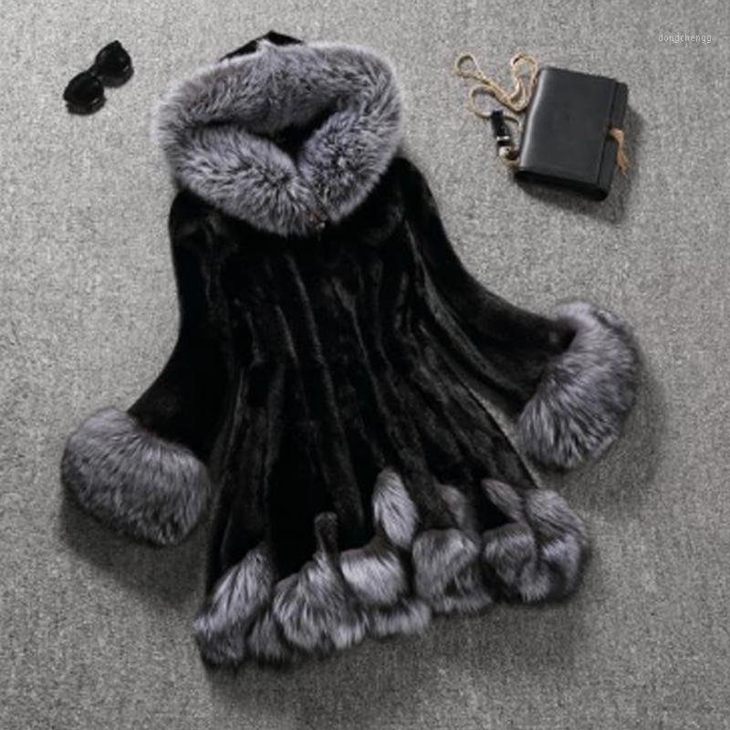 

Luxury Faux Fur Coat For Women Fluffy Artificial Fur Overcoat Winter Warm Jacket Long Sleeve Hoodies Hairy Outerwear Q53631, White