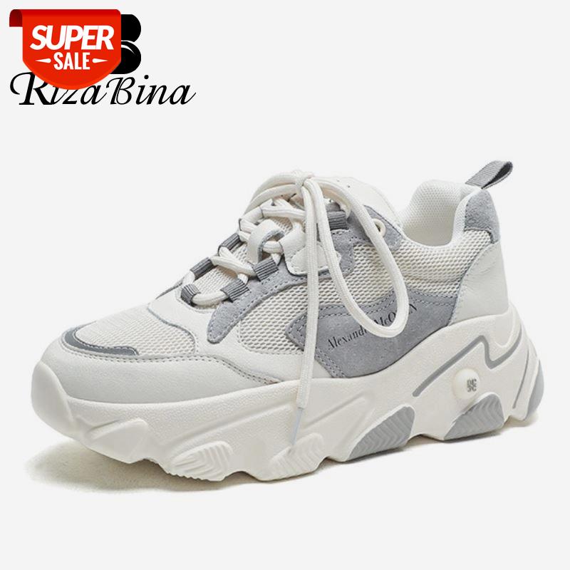 

RIZABINA New Spring Women Sneakers Round Toe Thick Bottom Cross Strap Mixed Color Leisure Daily Shoes Ladies Footwear Size 35-39 #Nh8k, Black