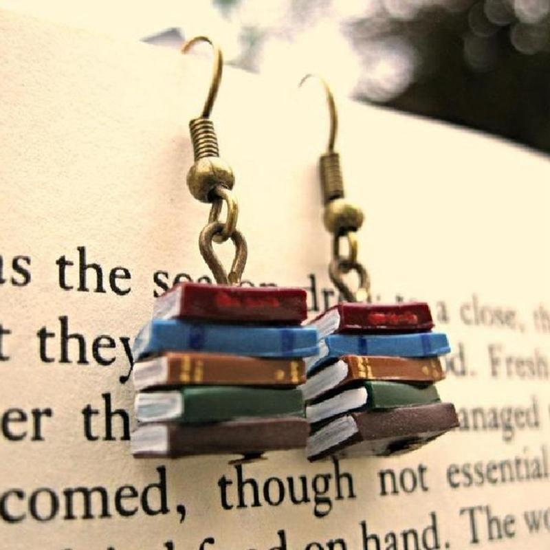 

School Retro Library Pile Of Books Earrings Multicolor Books Earrings Jewelry Holiday Anniversary Fashion Woman Jewelry