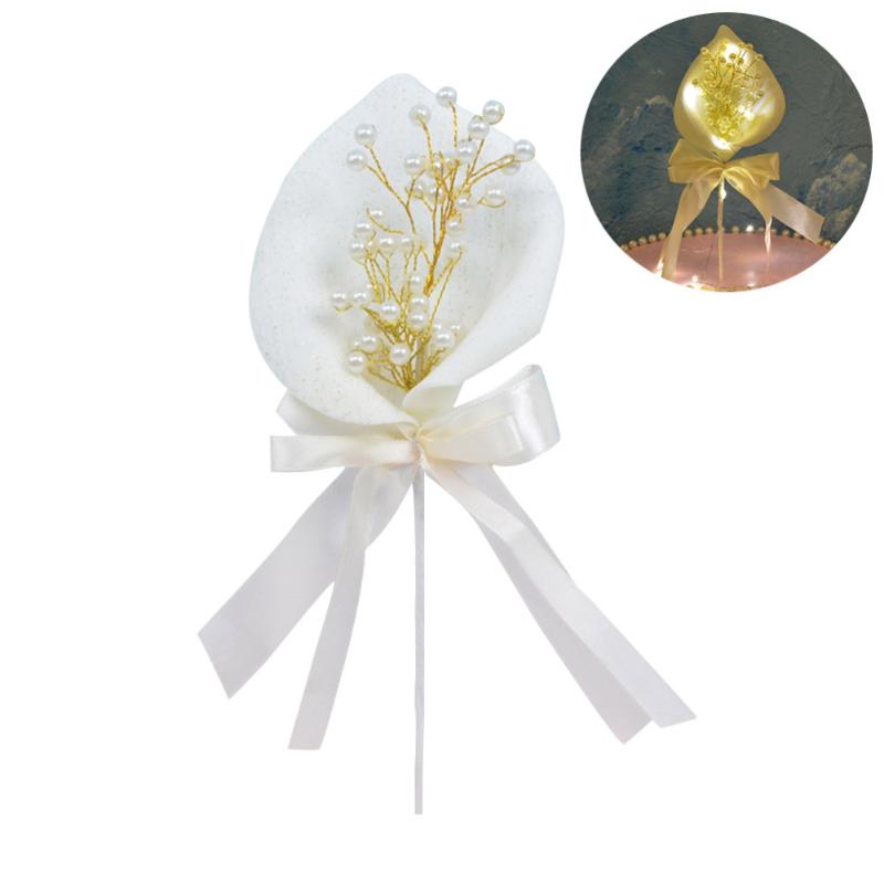 

Glitter Calla Lily Pearl Cake Topper Insert Cake Decoration For Wedding Bride Or Baby Shower