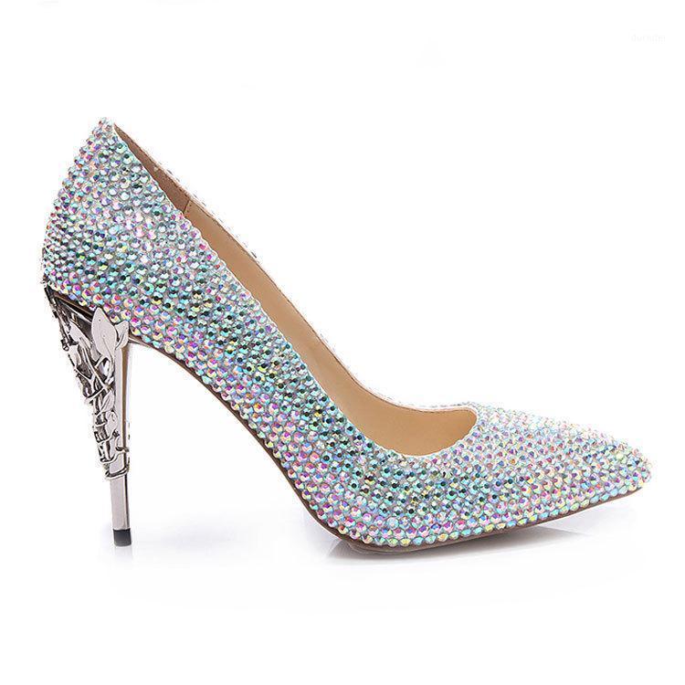 

Women Pumps Sexy High Heels Shoes Rhinestone metal 10CM Thin Heels Bling Wedding Shoes1, See chart