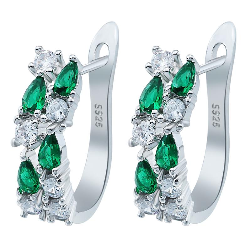 

Stud Exquisite Drop-shaped Green CZ Zircon Earrings For Women Wedding Fashion Jewelry