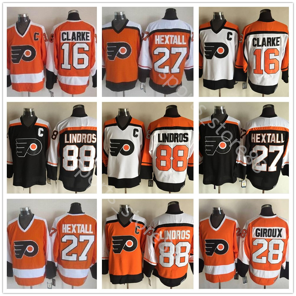 

Philadelphia Flyers Jersey High quality Men's Throwback Hockey Jerseys Ice 16 Bobby Clarke 26 Brian Propp 88 Eric Lindros 27 Ron Hextall 28, Colour 1
