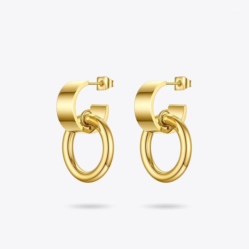 

ENFASHION Curved C Circle Drop Earrings For Women Gold Color Stainless Steel Geometric Earings Fashion Jewelry 2020 Gifts E11831