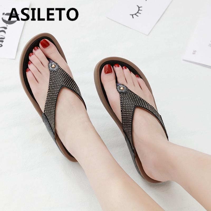 

ASILETO New 2021 Women Sandals Clip Toe 4cm Wedge Heels Platform Crystal Bling Stylish Soft Slip-On Big Size 35-42 Beach S21521, Black