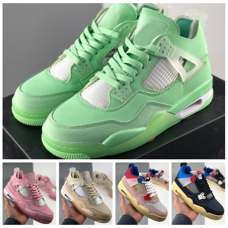 

2020 Union 4 Cream Sail Green Basketball Shoes Women Mens Trainers Sneakers 4s Guava Ice Pink Jumpman Sports zapatos Size 13 with Box, #1