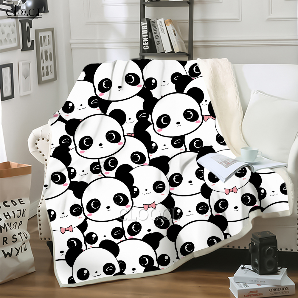 

CLOOCL Blankets Animal Cute Panda 3D Print Harajuku Sofa Travel Throw Blanket Bedding Plush Quilt