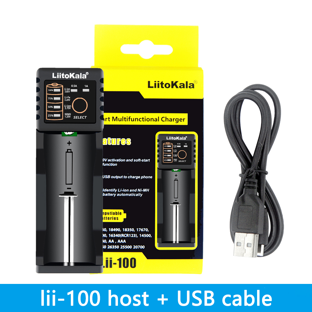 

Wholesale LiitoKala Lii-100B Lii-100 18650 Battery smart Charger For 26650/18350/16340/18500/AA/AAA 3.7V 1.2V Ni-MH Ni-Cd Lithium