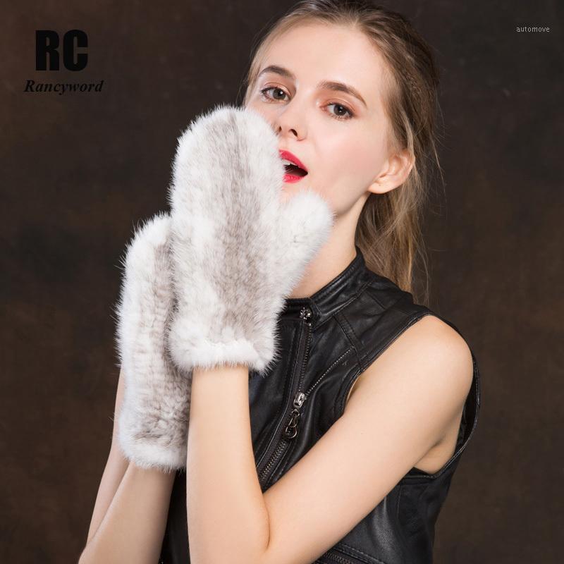 

[Rancyword] Winter Gloves Women Real Gloves With Rope Mittens Female Knitted Nutural Fur Warm New RC13311
