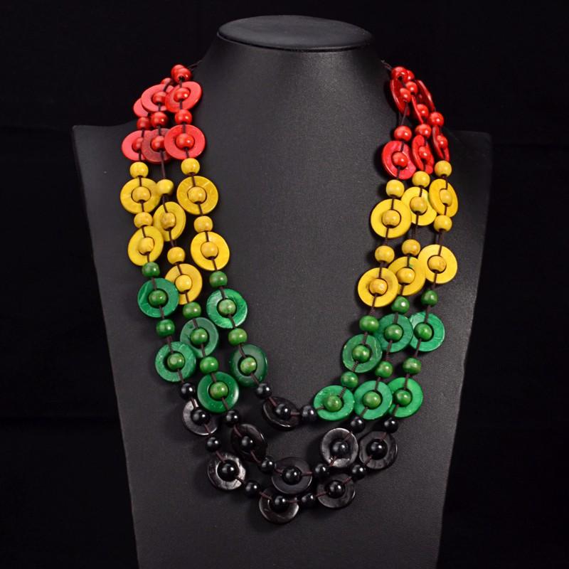 

Bohemia Ethnic Necklace & Pendant Multi Layer Beads Jewelry Vintage Statement Long Necklace Women Handmade Wood Jewelry