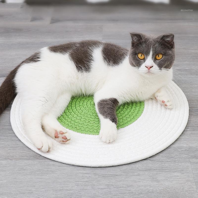 

Cat Scratching Mat Hand Craft Cotton Pad Round Summer Cooling Bed Cushion For Small Dogs Cats Puppy Sleeping Bed Pet Supplies1