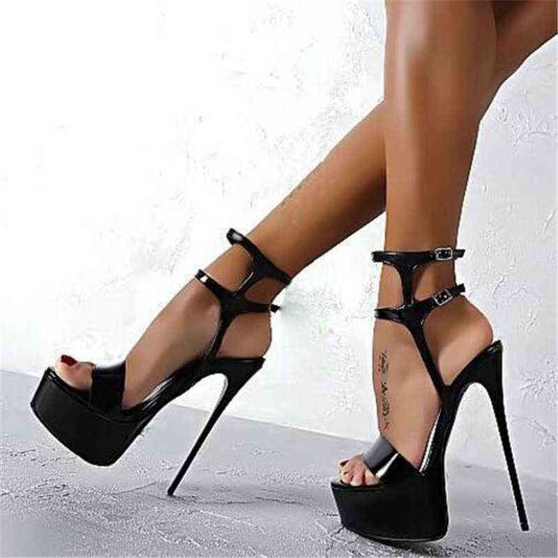 

2021 New Summer Sexy Women High Heels Sandals 16cm Fashion Stripper Shoes Party Pumps Shoes Women Platform Sandals H1221, Black
