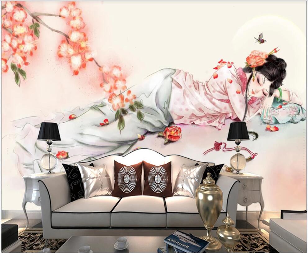

3d wallpaper custom photo Chinese hand-painted ancient beauty in the living room home decor 3d wall murals wallpaper for walls 3 d, Non-woven wallpaper