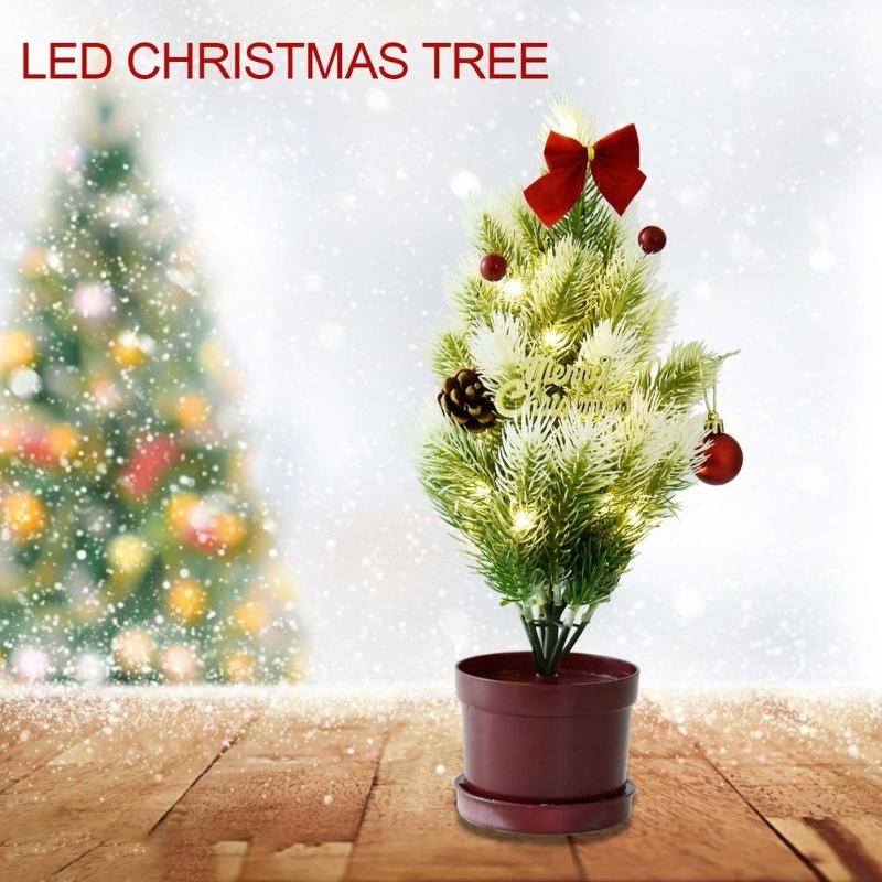 

New Desktop Mini Christmas Tree With LED Light Flashing Glowing Water Activation Battery Table Christmas Home Decoration