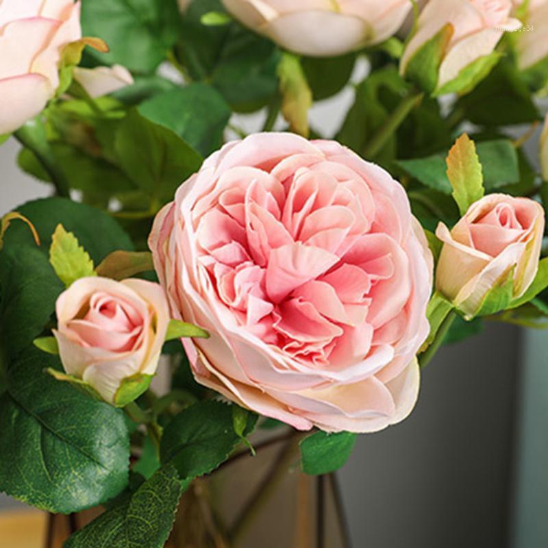 

DIY Rose Artificial Flowers Home Decorative Flowers Single Austin Rose Fake Flower Wedding Home Decor Table Potted Party Bouquet1, Pink