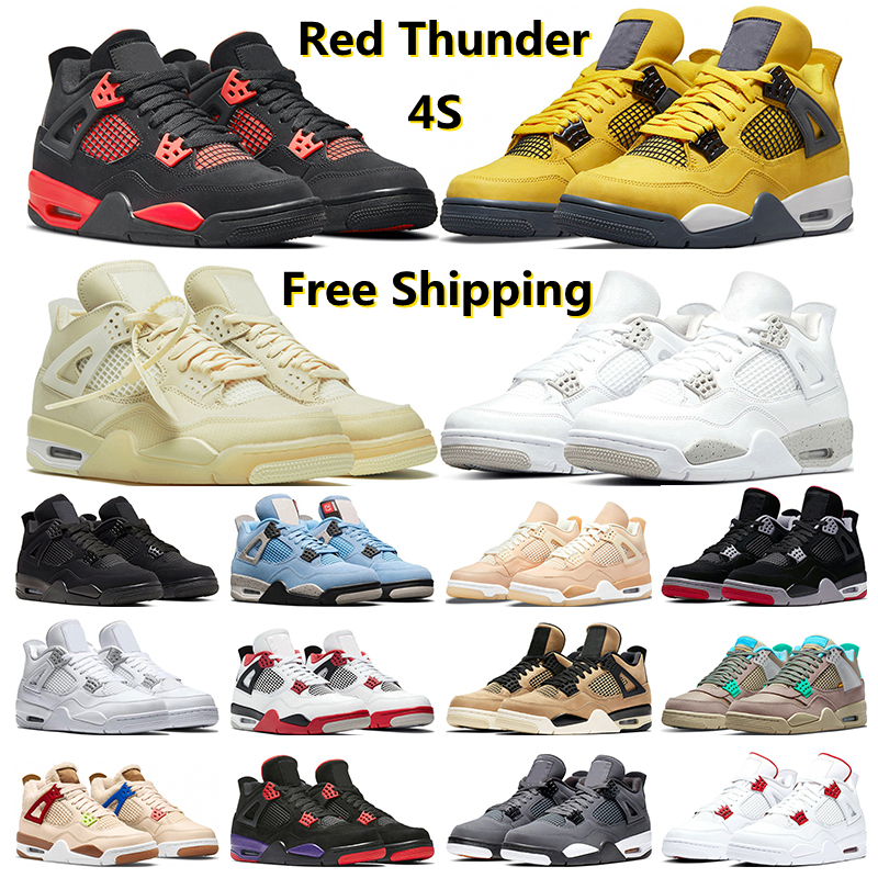 

Basketball Shoes 4s men 4 Red Thunder Lightning University Blue Black Cat White Oreo Sail Shimmer Cool Grey Pure Money trainers sports sneakers, #17 flight nostalgia