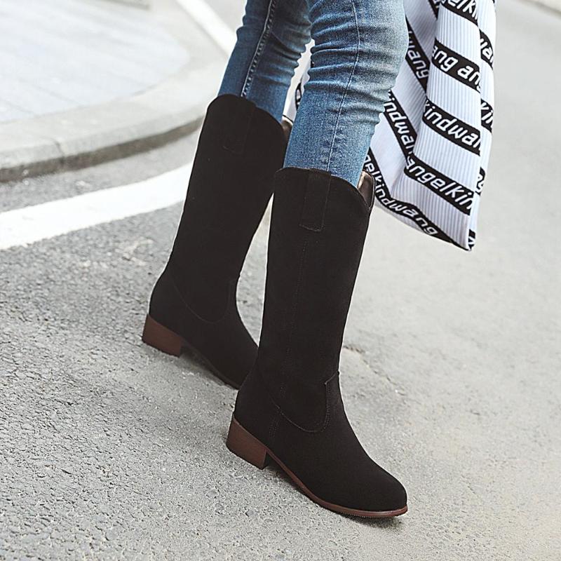 

2020 suede boots women high heel for autumn knee high boots ladies shoes woman 33-43, Black