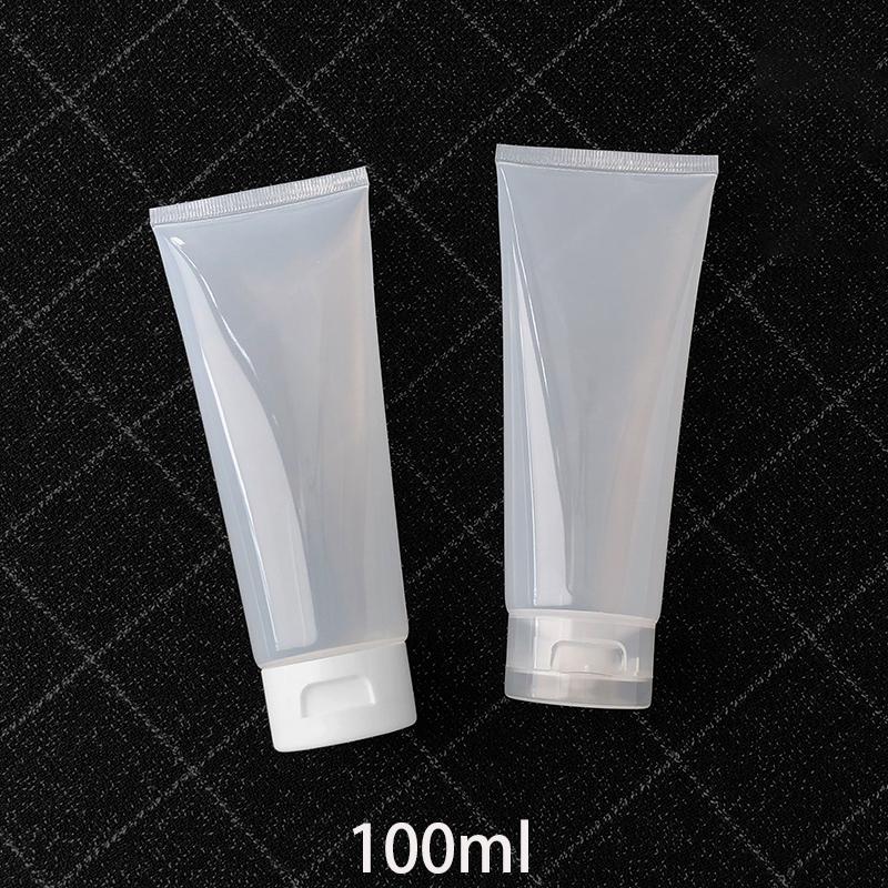 

Empty 100g Cosmetic Squeeze Bottle Plastic Clear Tube Face Aloe Cream Travel Packaging Container Flip Cap Free Shipping