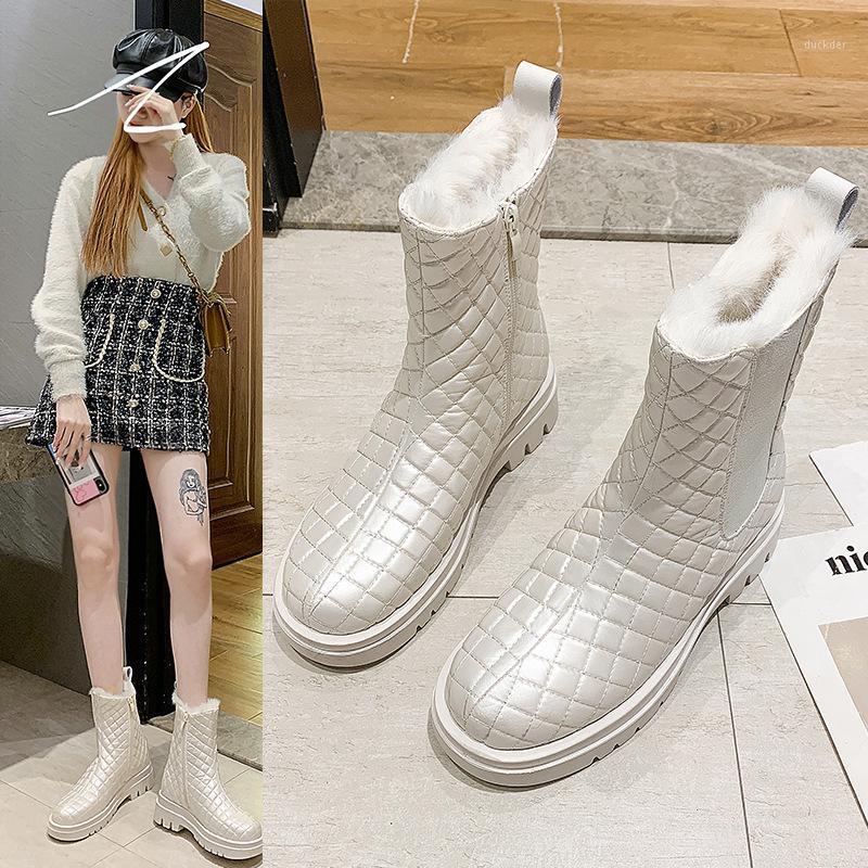 

Thick warm chimney boots, new winter small fragrant cotton boots, thick soled and versatile women's shoes1, Beige