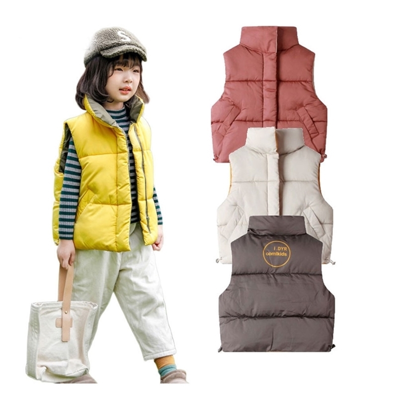 

Children Waistcoats Autumn Winter Vests For Kids Warm Girls Coats Sleeveless Boys Outerwear Baby Vest Jacket 2-8years 201106, Yellow